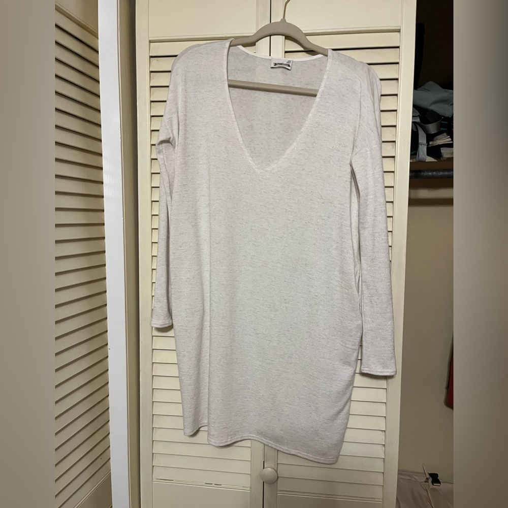 Thin deep v lightweight sweater coverup dress